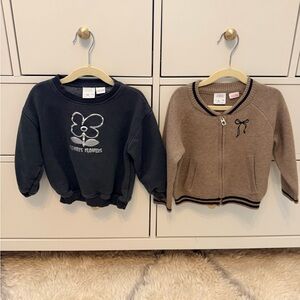 Zara Girls Black and Brown Sweatshirt Set